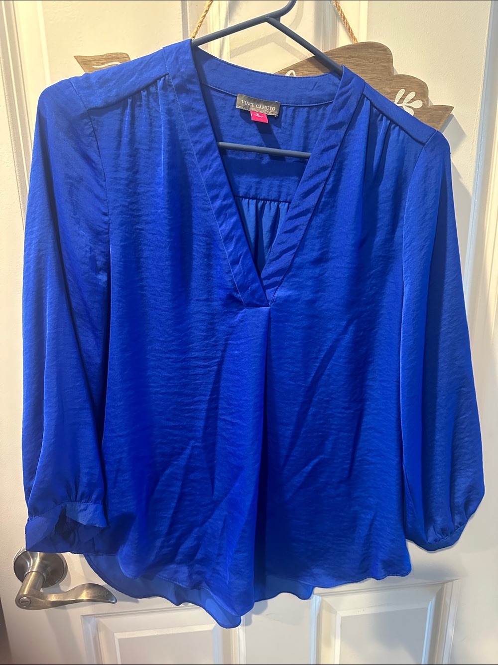 Vince Camuto Cobalt Blue V-Neck Blouse